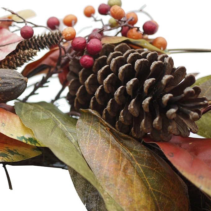 24 Inch Fall Magnolia Leaf Vine/Berry Wreath