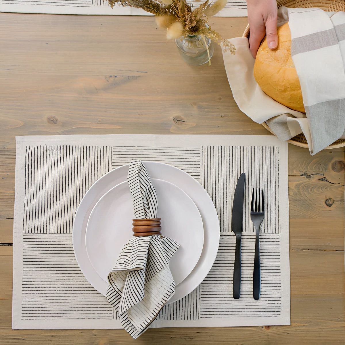 Hand Block Printed Kora Cotton Placemats - Set of 4