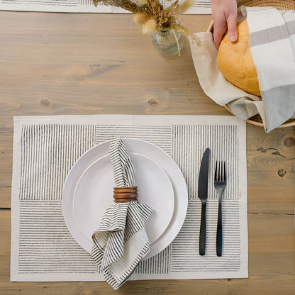 Hand Block Printed Kora Cotton Placemats - Set of 4