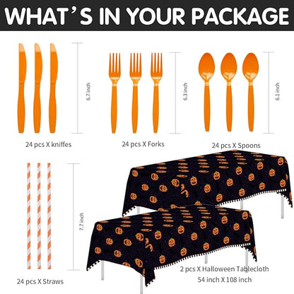 Halloween Party Tableware Set - Supplies for 24 People
