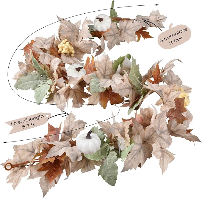 Muted Fall Maple Leaf Garland - 5.9Ft