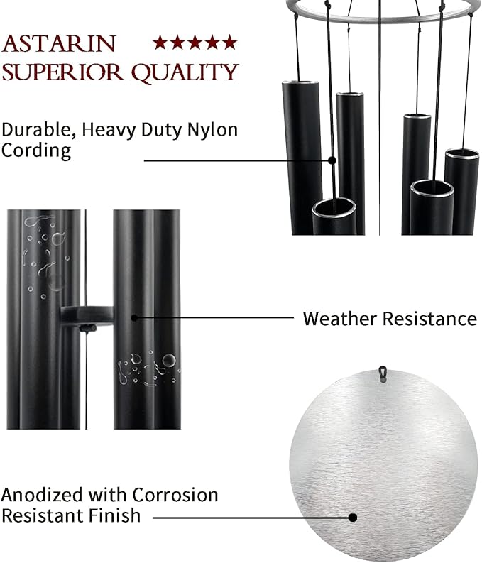 ASTARIN Deep Tone 45 Inch Wind Chime - Black