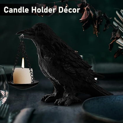 Black Crow Resin Candle Holder - Halloween Decoration