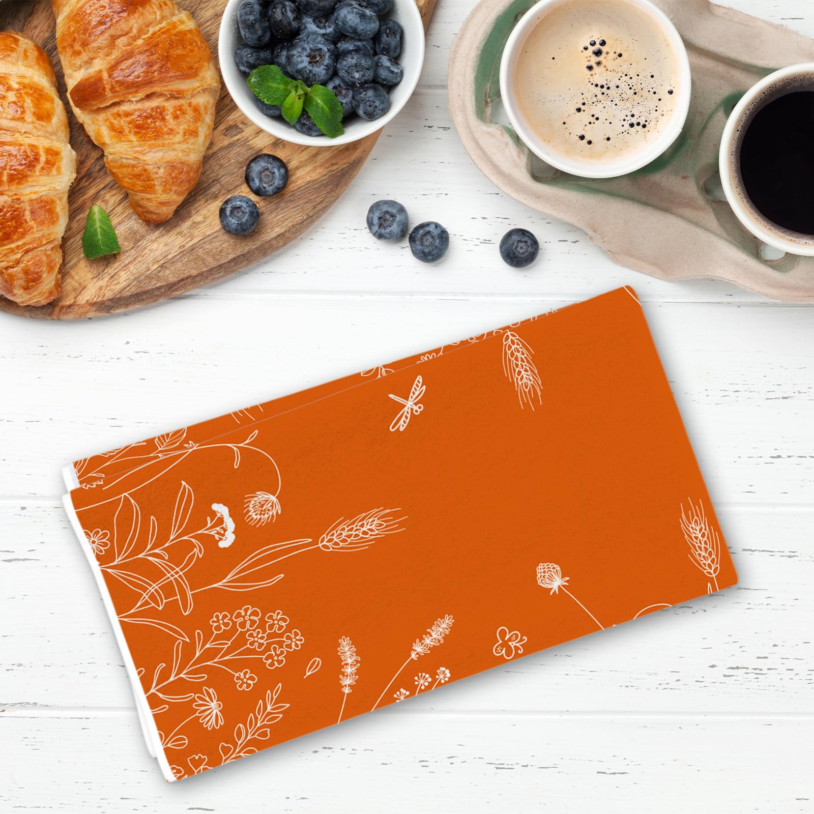 Orange Fall Harvest Kitchen Towels - Set of 2