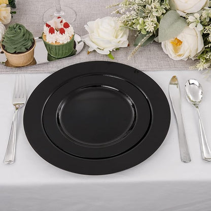 Set of 60 Heavy Duty Black Disposable Plates for 30 guests