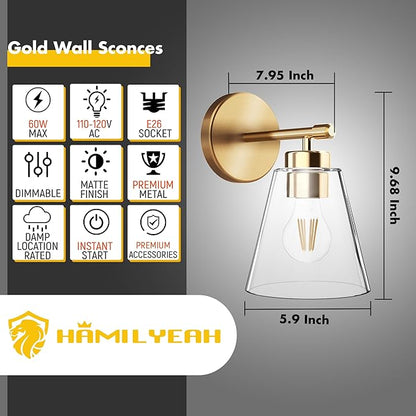 Hamilyeah Gold Wall Sconces - Set of 2