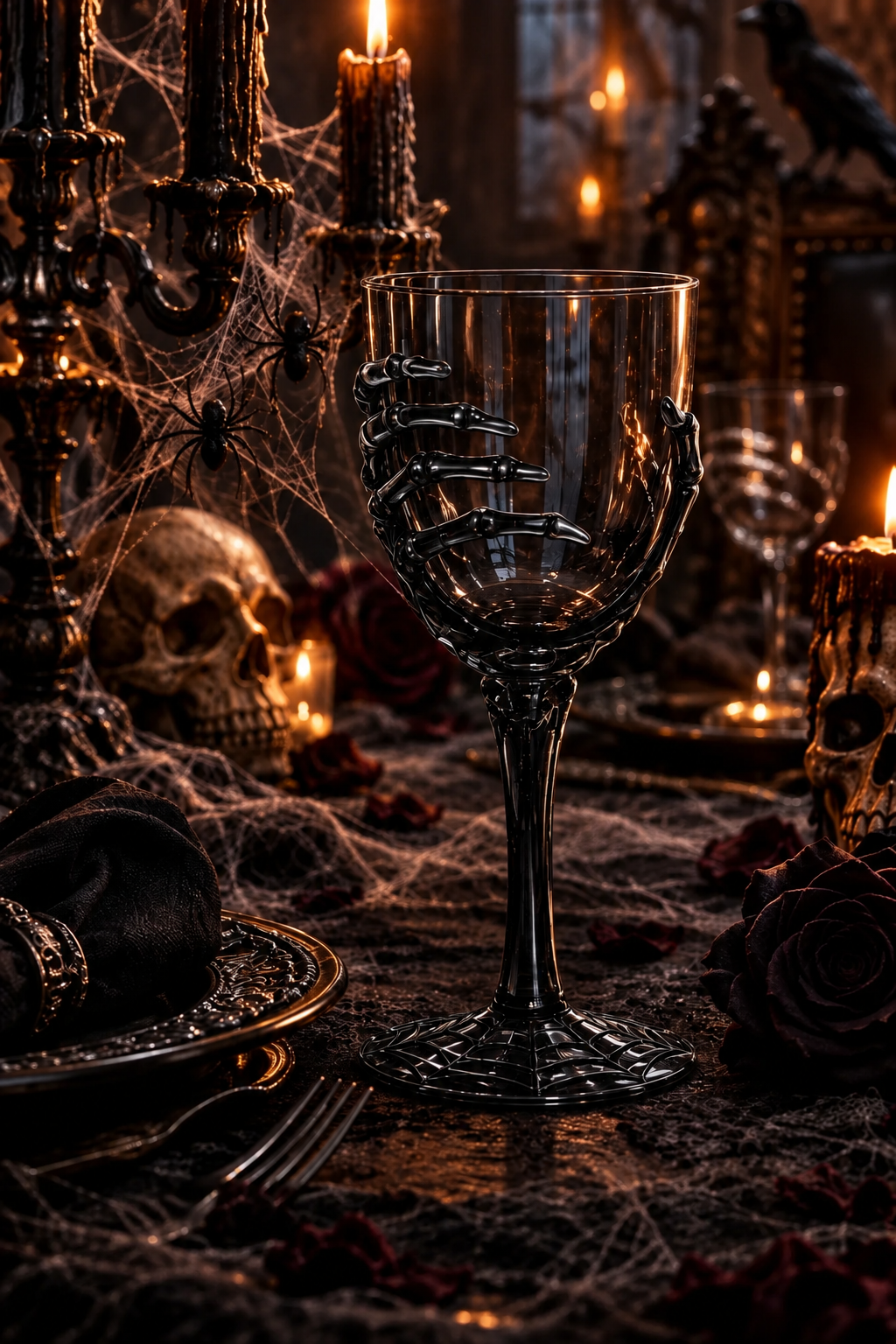 Set of 12 Halloween Skeleton Hand Goblets - 12oz Heavy-Duty Plastic