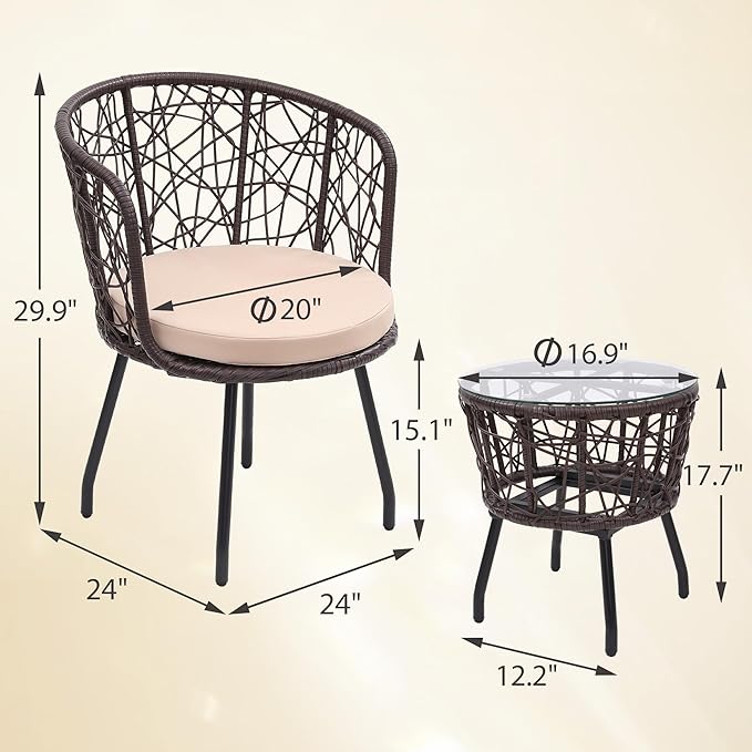 Kromax 3 Piece Bistro Set in Beige