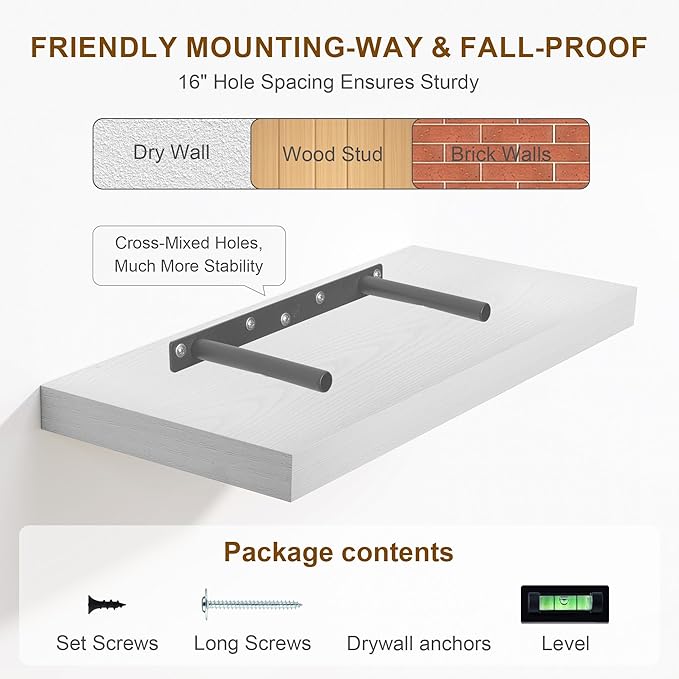 24" Floating Shelves, Set of 2 - White