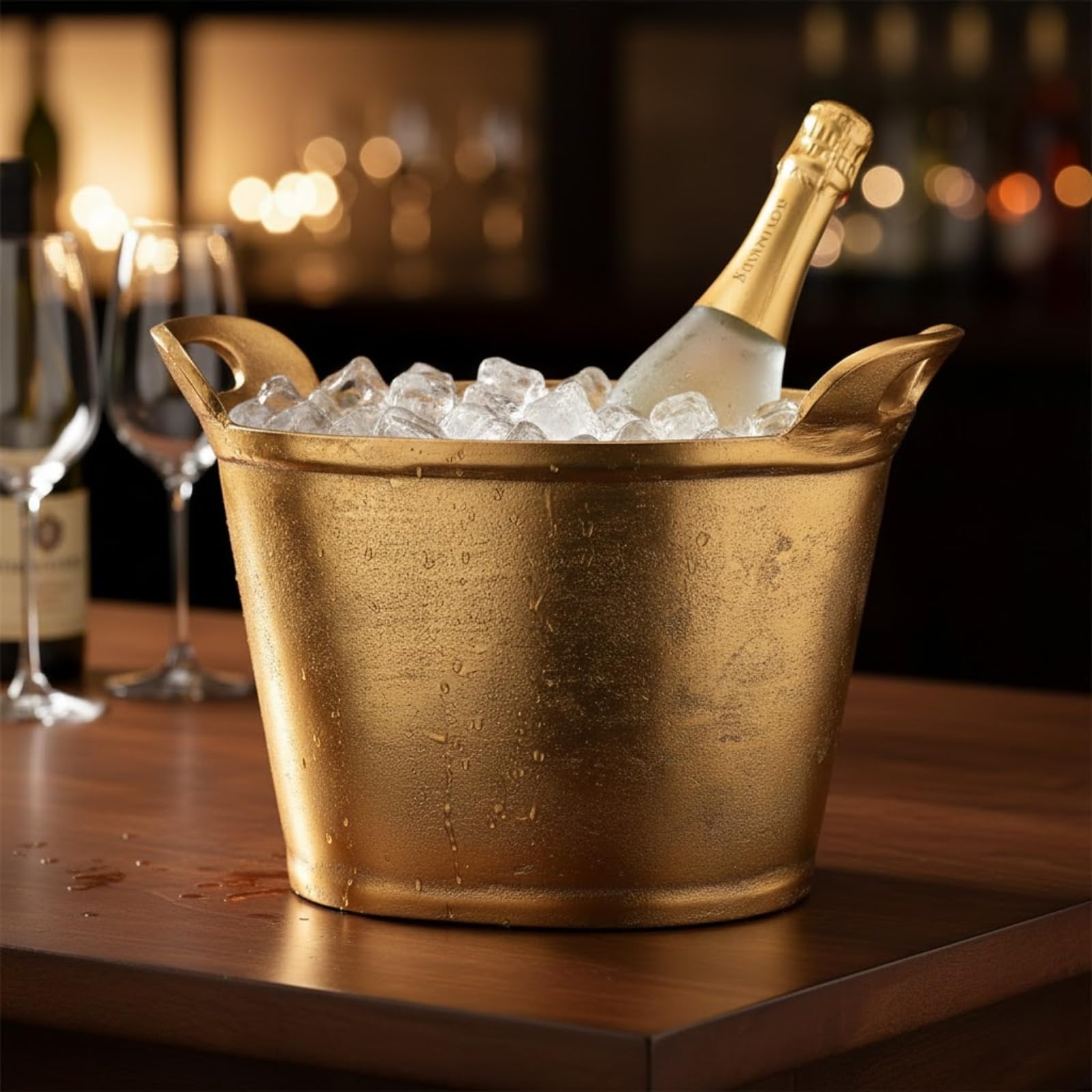 Solid Bronze Gold 12-Quart Double-Walled Insulated Ice Bucket