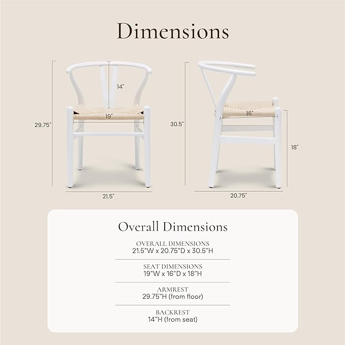 POLY &amp; BARK Weave Dining Chairs – Set of 2 - White
