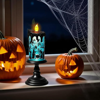 Battery Operated Spooky Spinning Tornado LED Candle -  Spooky Blue