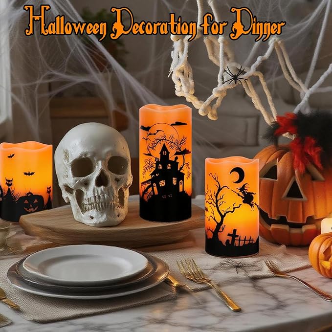 Rechargable Flickering Flameless Candles with Charging Base - Set of 3