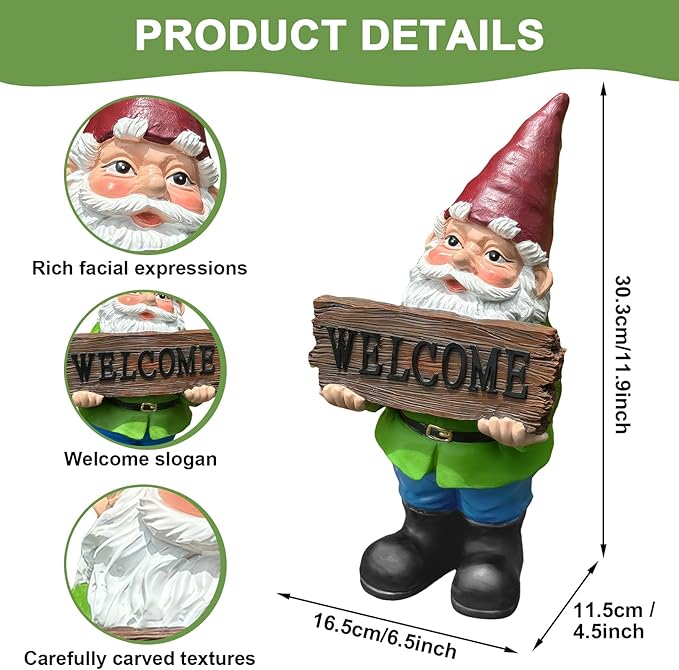 Garden Gnome with Welcome Sign