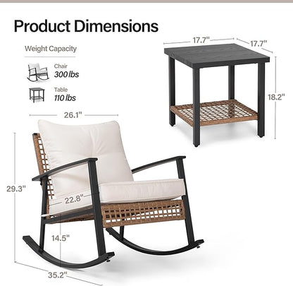 LAUSAINT HOME 3-Piece Rocking Bistro Set in Beige