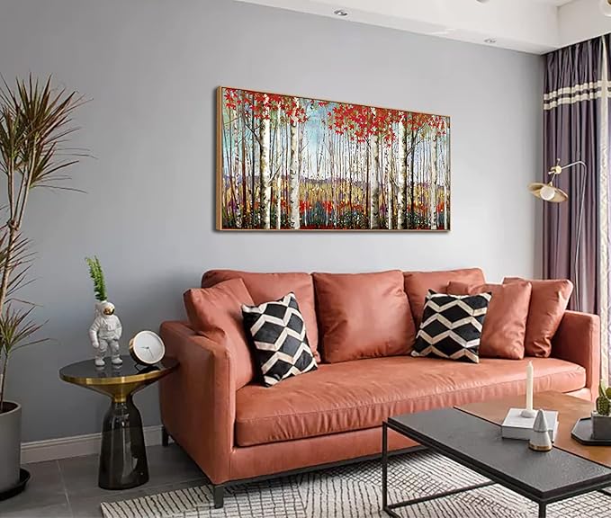 Large Framed Birch Tree Wall Art - 24 x 48