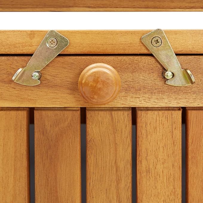 Solid Acacia Wood Outdoor Storage Bench with Cushion