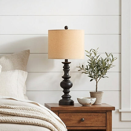 Set of 2 Traditional Farmhouse Table Lamps - Black