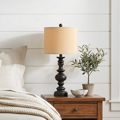 Set of 2 Traditional Farmhouse Table Lamps - Black