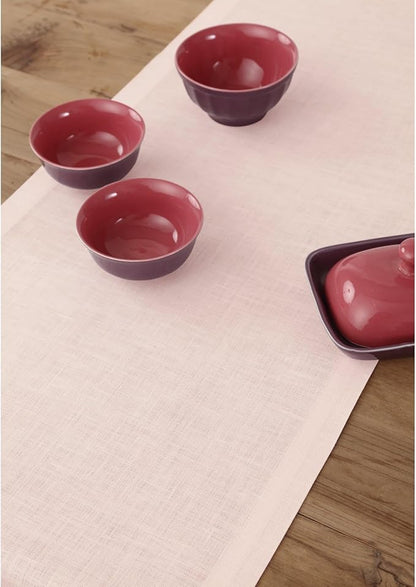 100% Pure Linen Table Runner 14 x 60 Inch - Pale Pink