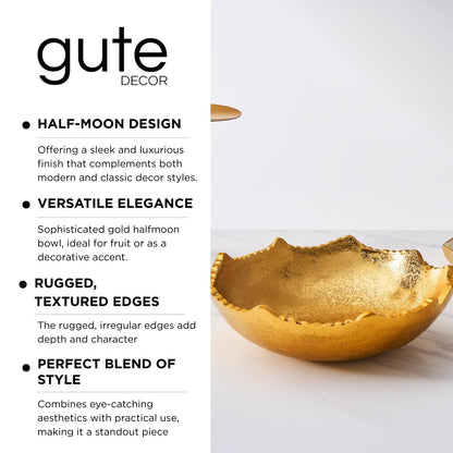 Decorative Hammered Asymmetrical Bowl - Gold