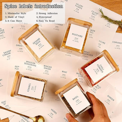 Set of 12 Square Glass Spice Jars with Airtight Bamboo Lids - 9oz