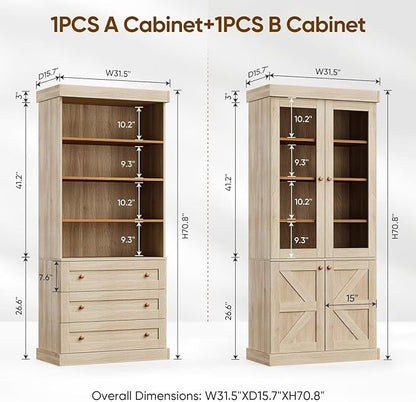 Set of 2 Farmhouse Bookcases  – Natural