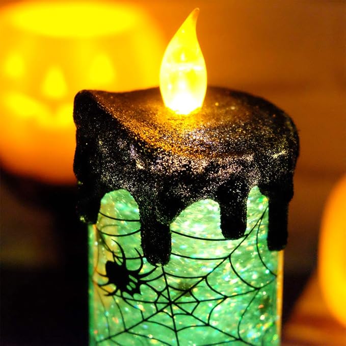 Battery Operated Spooky Green Flameless Halloween Tornado Candle