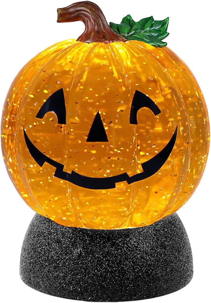 Battery Operated/USB Powered Musical Snow Globe - Halloween Pumpkin