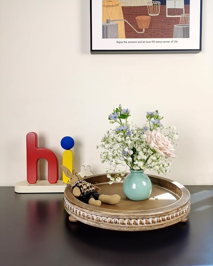 12 Inch Rustic Wooden Decorative Tray