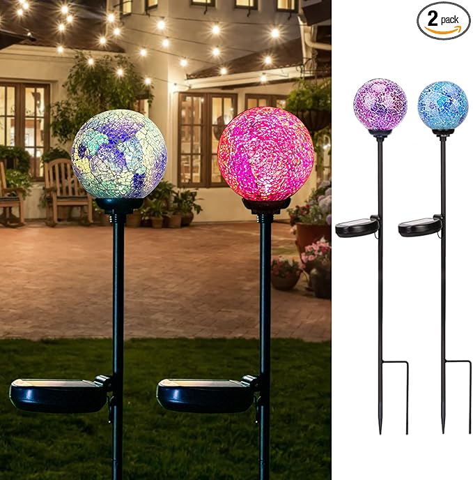 VCUTEKA Solar LED Mosaic Lights - 2 Pack