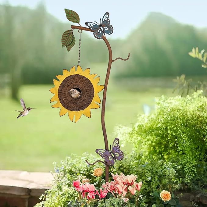 BAYN 57” Metal Wild Bird Feeder -Sunflower Birdhouse Stake