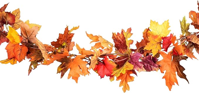5.9 ft Fall Garland Maple Leaf - Set of 2