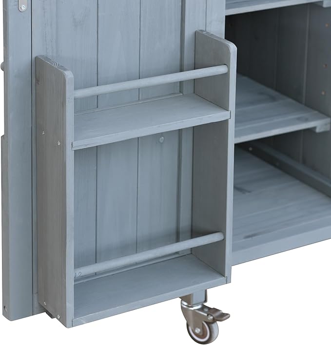 Outdoor Kitchen Island with Internal Storage Rack, Spice &amp; Towel Rack - Robin Blue
