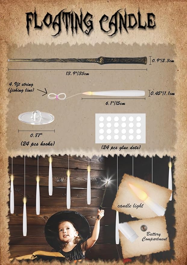 22-Piece Flameless Floating Candles with Magic Wand Remote Timer