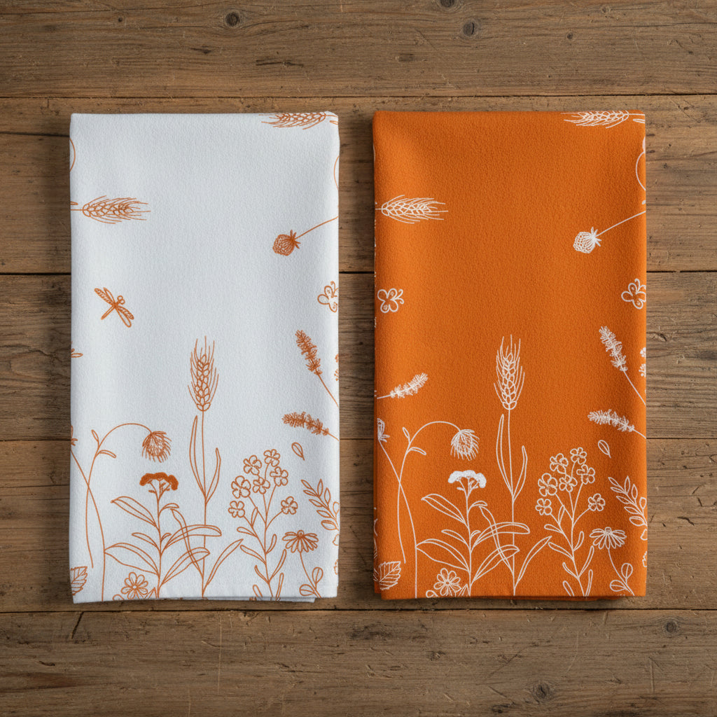 Orange Fall Harvest Kitchen Towels - Set of 2