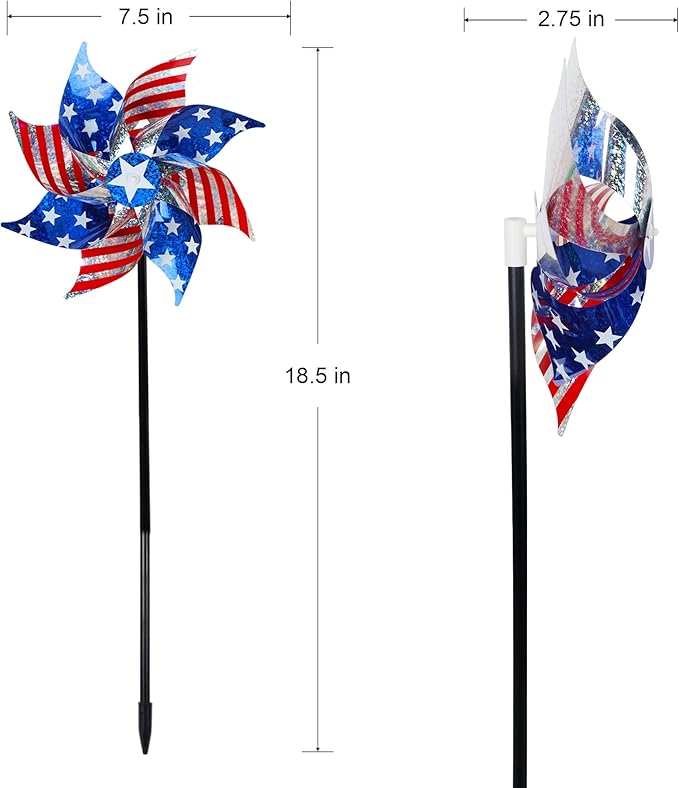10 Pack Patriotic Pinwheel Decorations
