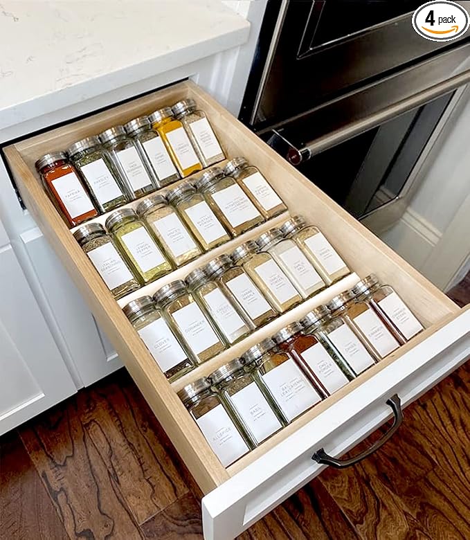 Clear Acrylic Spice Drawer Organizer - 4 Tier (Jars not included)