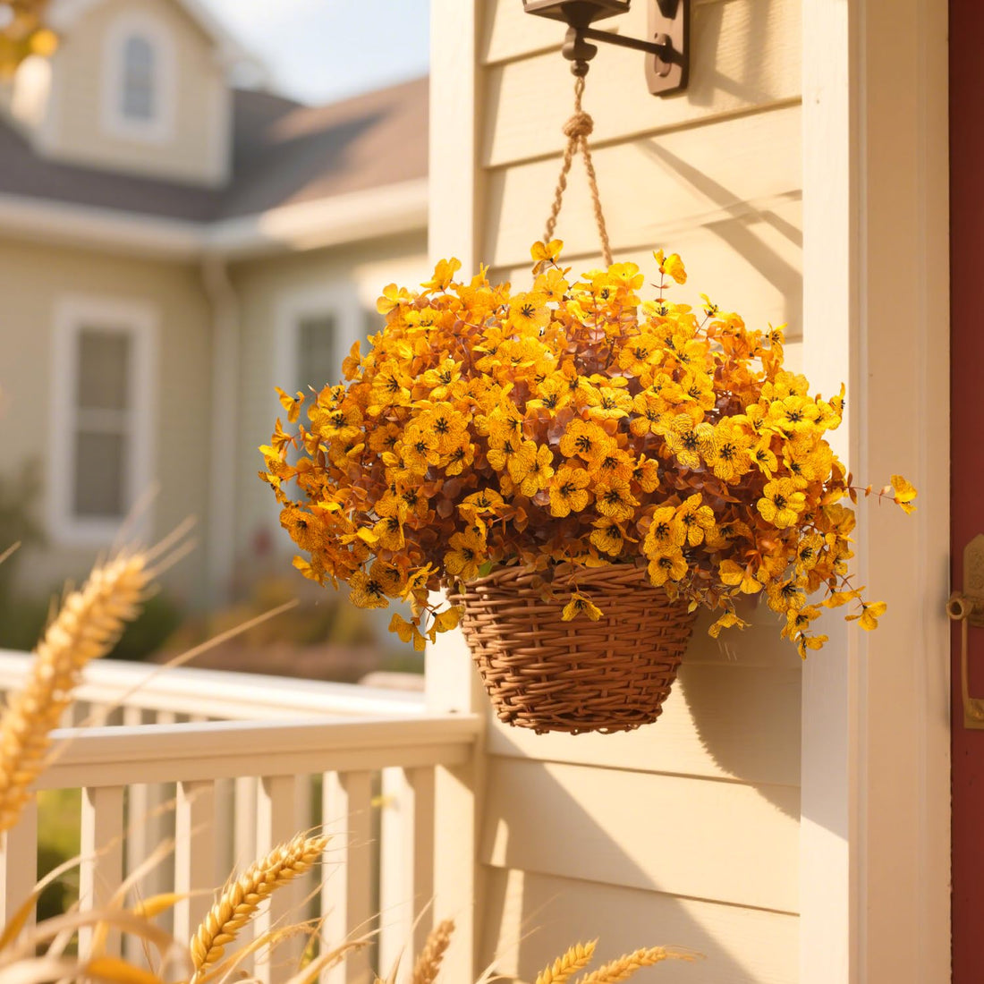 Yellow Grunyia Artificial Fall Mums - UV Resistant, 16 Bundles, 13.5"
