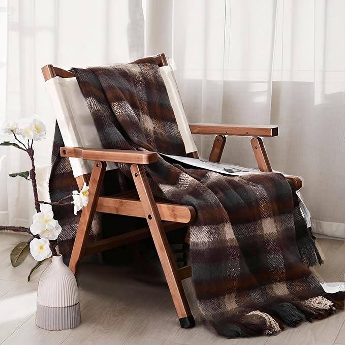 Brown Plaid Cozy Throw Blanket - 50" x 60"