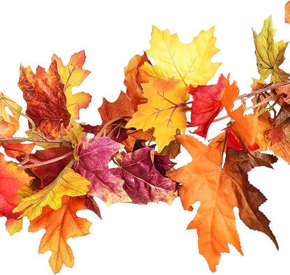 5.9 ft Fall Garland Maple Leaf - Set of 2