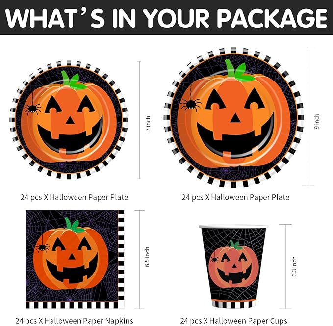 Halloween Party Tableware Set - Supplies for 24 People
