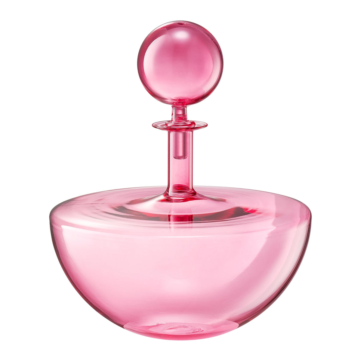 Blush Pink Low Arc Glass Decanter - Handblown Captain’s Style Carafe