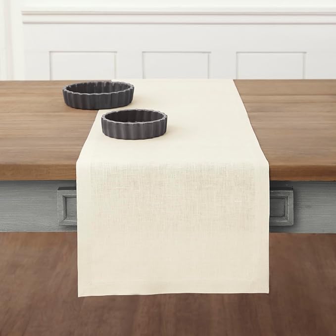 100% Pure Linen 14 x 72 Inch Table Runner - Cream