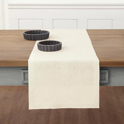 100% Pure Linen 14 x 72 Inch Table Runner - Cream