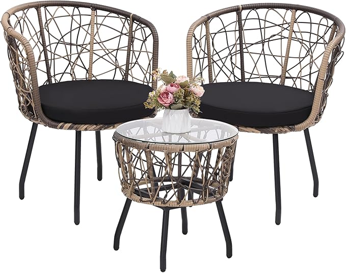 Kromax 3 Piece Bistro Set in Black