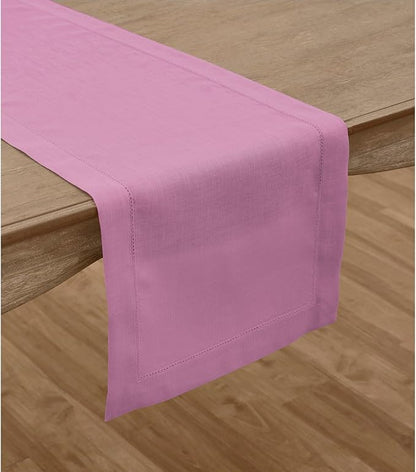 Classic Hemstitch 100% Pure Linen Table Runner 14 x 120 Inch - Violet