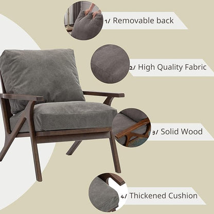 Wahson Mid Century Arm Chair and Ottoman in Gray