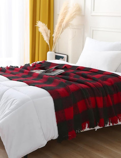 Buffalo Plaid Throw Blanket - 50" x 60" Black and Red