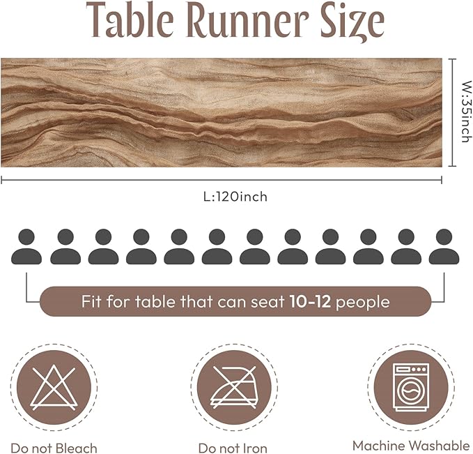Gauze Table Runner - 10ft Tuscan Tan